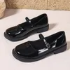 Plus Größe 42, Damen-Lederschuhe, runde Zehen, Mary Janes-Schuhe, schwarze Mädchen, Studenten,