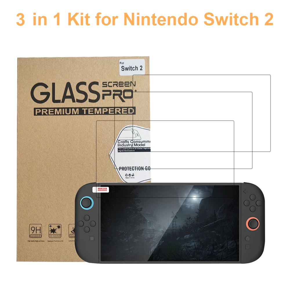3pc Transparent HD Klar 9H Gehärtetes Glas Displayschutzfolie für Switch2 Konsole Glas Blätter Spiel Zubehör Image