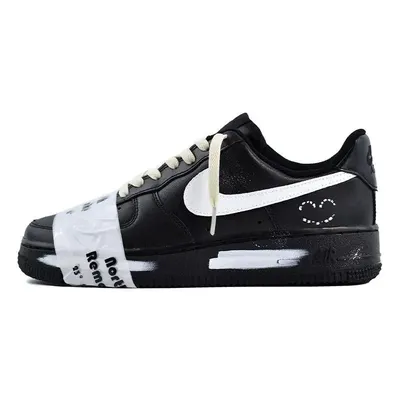 [Custom "North Latitude Smiling Face"]Nike Air Force 1 Skateboard Shoes Women's Low-Top Black/White
