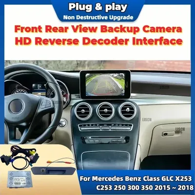 Plug & Play HD Front Rear View Kamera Adapter Kit für Mercedes Benz GLC X253 C253 2015 ~ 2018 OEM Bildschirm Reverse Kamera Schnittstelle