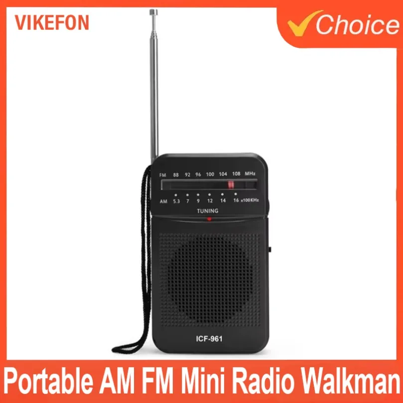 ICF-961 Mini-Radio, FM-AM, FM, batteriebetrieben, tragbares Radio, bester Empfang, langlebig, für Laufen, Gehen, Zuhause, Soundbox Image