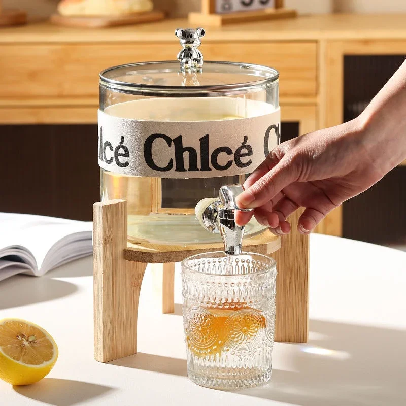 2,6 L Haushalt Tragbare Transparente Glas Kalten Fass Große Kapazität Getränke Saft Bier Saft Spender Krug Wasserkocher mit Wasserhahn Image