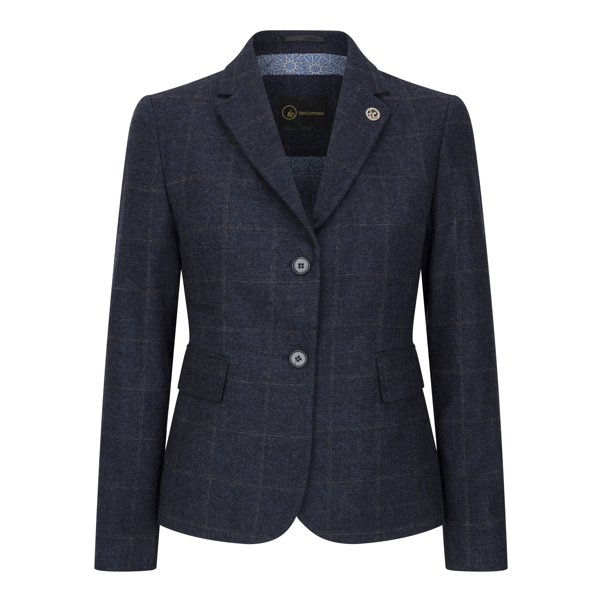 Marineblauer, taillierter Tweed-Blazer für Damen Image