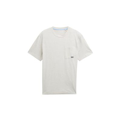 TOM TAILOR Herren T-Shirt mit Brusttasche, weiß, Meliert, Gr. S Image
