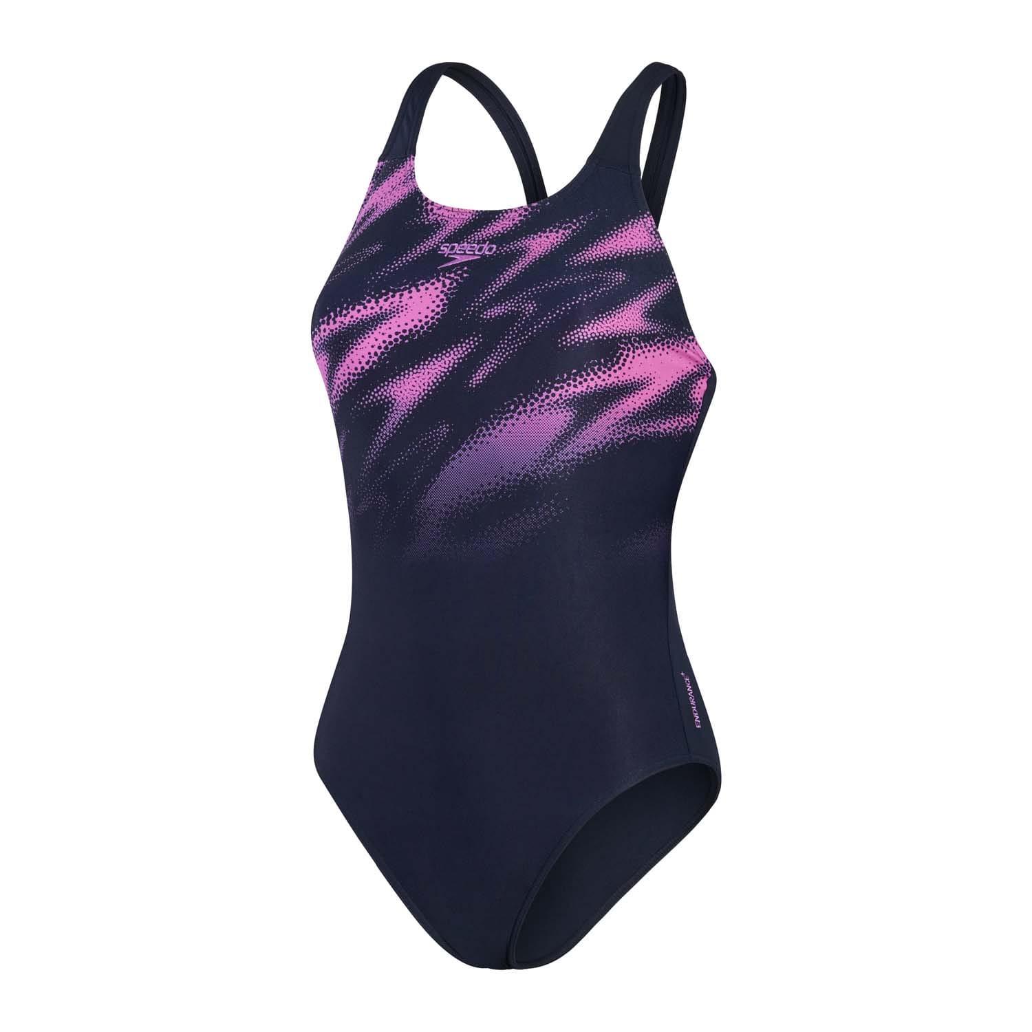 Speedo - "Hyper Boom Placement" Badeanzug Halboffener Rücken für Damen (Marineblau/Pink) Image