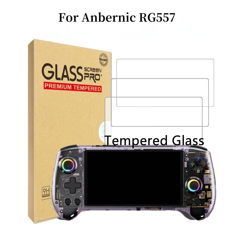 For Anbernic RG557 Tempered Glass Screen Protector Film 9H Scratch-resistant RG557 Console HD Tempered Film Screen Protectors