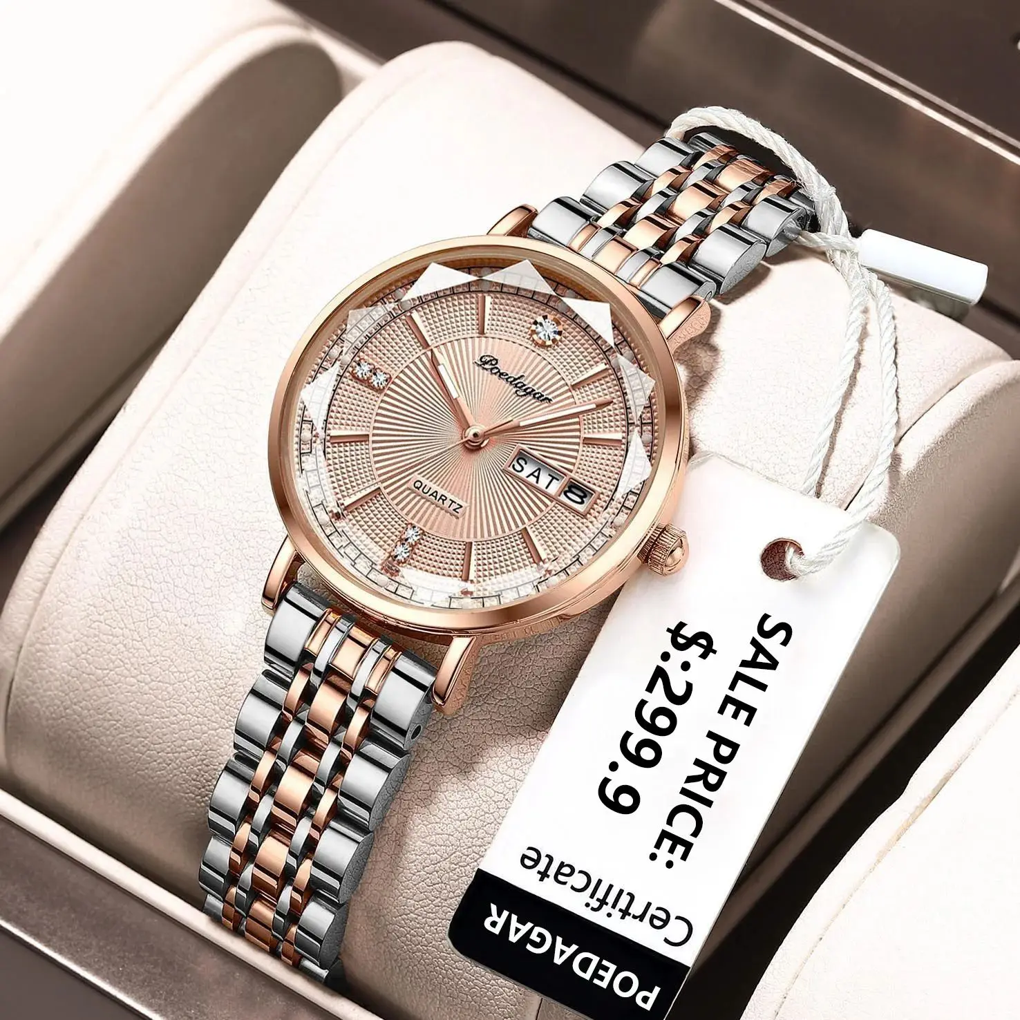 POEDAGAR Top Luxury Brand Orologio da donna Impermeabile Data Settimana Elegante orologio da polso da donna Orologi da donna al quarzo moda di alta qualità
