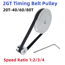Poulie de courroie de distribution GT2, 20 dents, 2GT 40T 60T, 80 dents, alésage 5/8mm, réduction 1/2:3:4 largeur de courroie 6mm, roues synchrones pour imprimante 3D