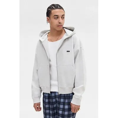 iets frans. Grey Cropped Zip-Through Hoodie - Grey 2XL at Urban Outfitters
