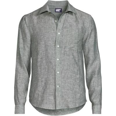 Men'sTall Long Sleeve Linen Shirt, Men, size: 46-48, big and tall, Green, Linen, by Lands' End