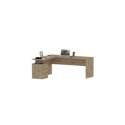 Dmora Schreibtisch Dguarin, Eck-PC-Schreibtisch, Mehrzweck-Bürotisch, 100 % Made in Italy, 160 x 60 x 75 cm, Eiche Image