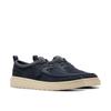Schnürschuh CLARKS "Polden Moc", Herren, Gr. 46, blau (navy suede), Veloursleder, casual, Schuhe, Schnürschuh, Business Schuh, Mokassin im Casual Look