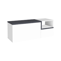 Dmora Eingangsmöbel Flavio, Moderner multifunktionaler Eingangsbereich, Mehrzweckschrank für Eingangsbereich, cm 120x40h54, glänzend weiß und Schiefer Image