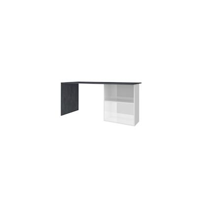 Dmora Schreibtisch Dmait, linearer PC-Schreibtisch, Mehrzweck-Bürotisch, 100 % Made in Italy, 110 x 50 x 75 cm, glänzendes Weiß und Schiefer Image