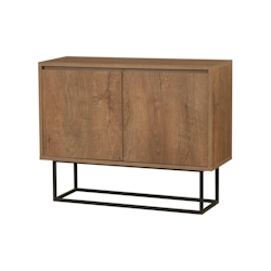 Dmora Konsolentisch Dcalabri, Ausziehbarer Mehrzwecktisch, Eingangskonsole, Regal mit Erweiterungen, 90x36h72 cm, Walnuss und Schwarz Image