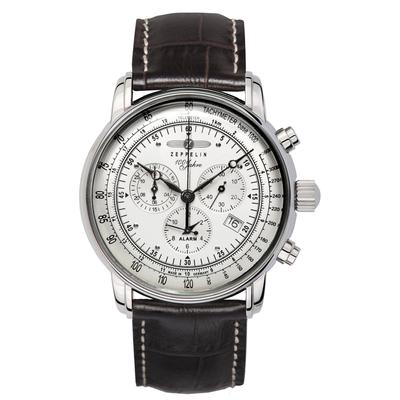 Chronograph ZEPPELIN "100 Jahre", braun (dunkelbraun, silberfarben), Armbanduhren, Herren, Armbanduhr, Quarzuhr, Herrenuhr, Datum, Stoppfunktion, Made in Germany Image