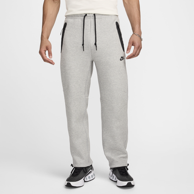Nike Tech Men's Fleece Open-Hem Trousers - Grey - Cotton/Polyester