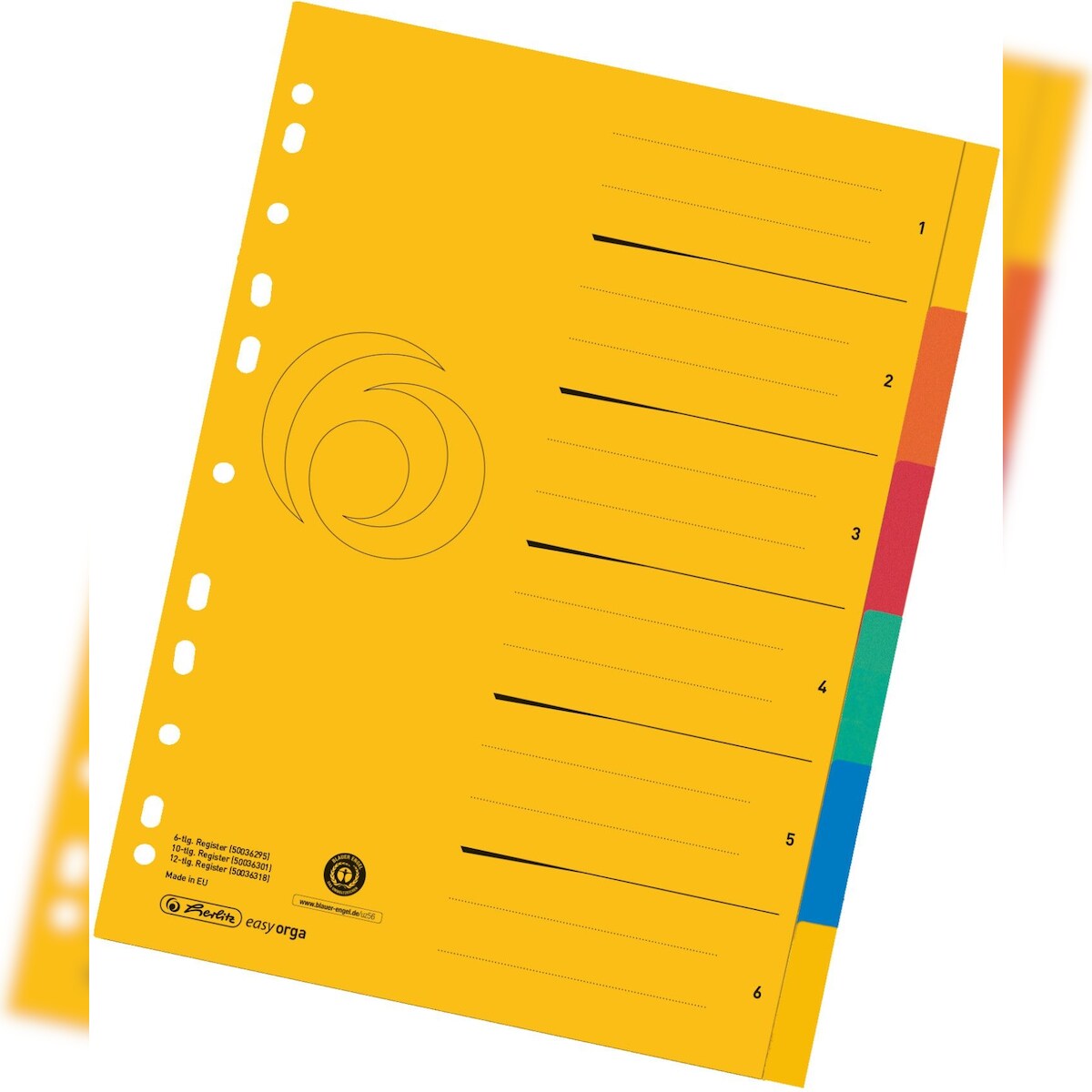 herlitz Register A4 XXL Manila-Karton 5-teilig 5 Farben Packung mit 20 Stück Image