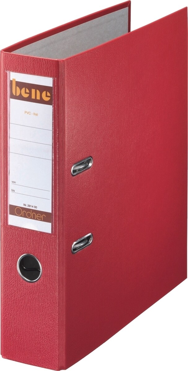 Bene Ordner A4 Kunststoff 80mm rot Packung mit 20 Stück Image