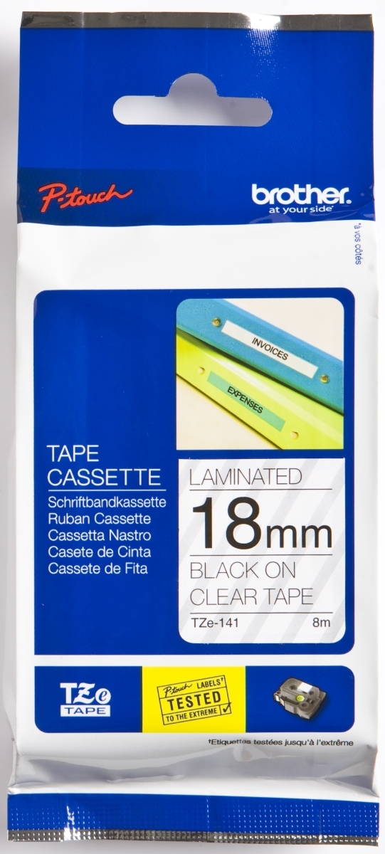 Brother Schriftband TZE141 18mm schwarz/transparent Packung mit 25 Stück Image
