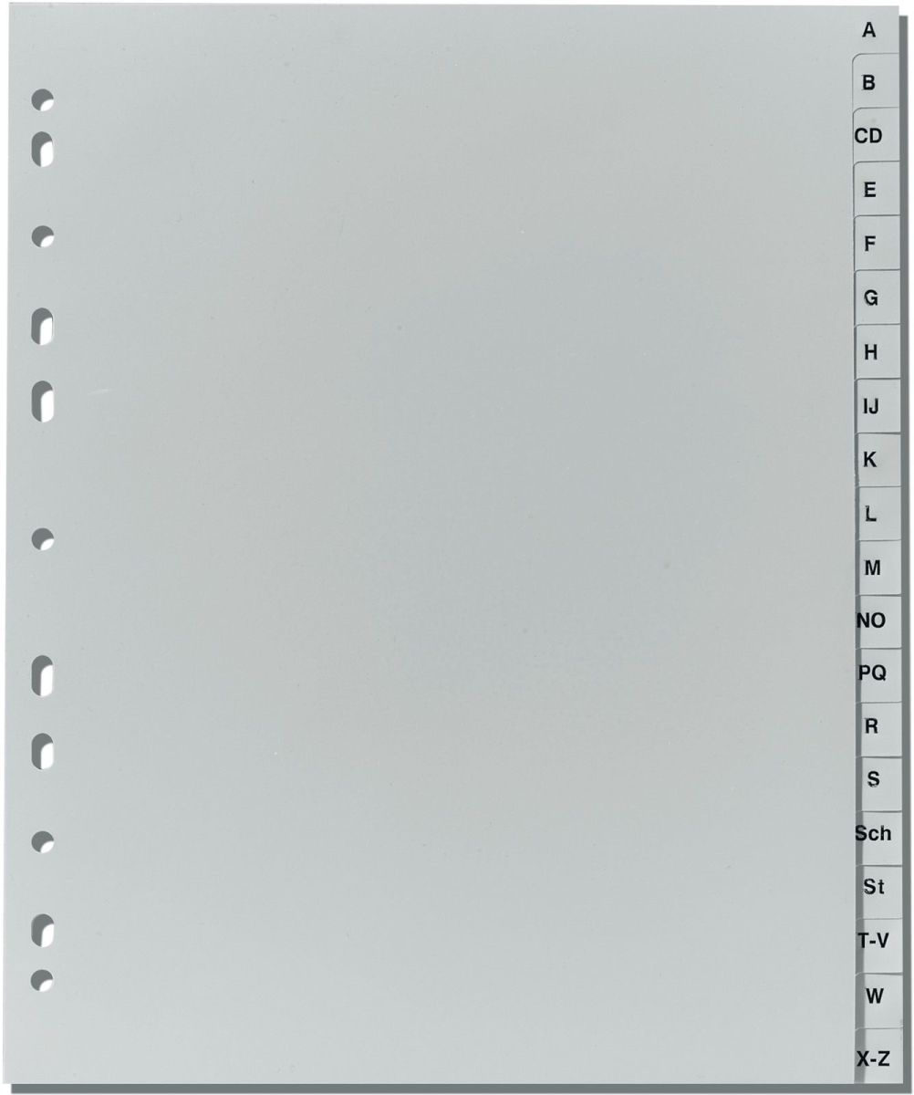 herlitz Register A4 Überbreite A-Z Kunststoff PP 20-teilig grau Packung mit 25 Stück Image