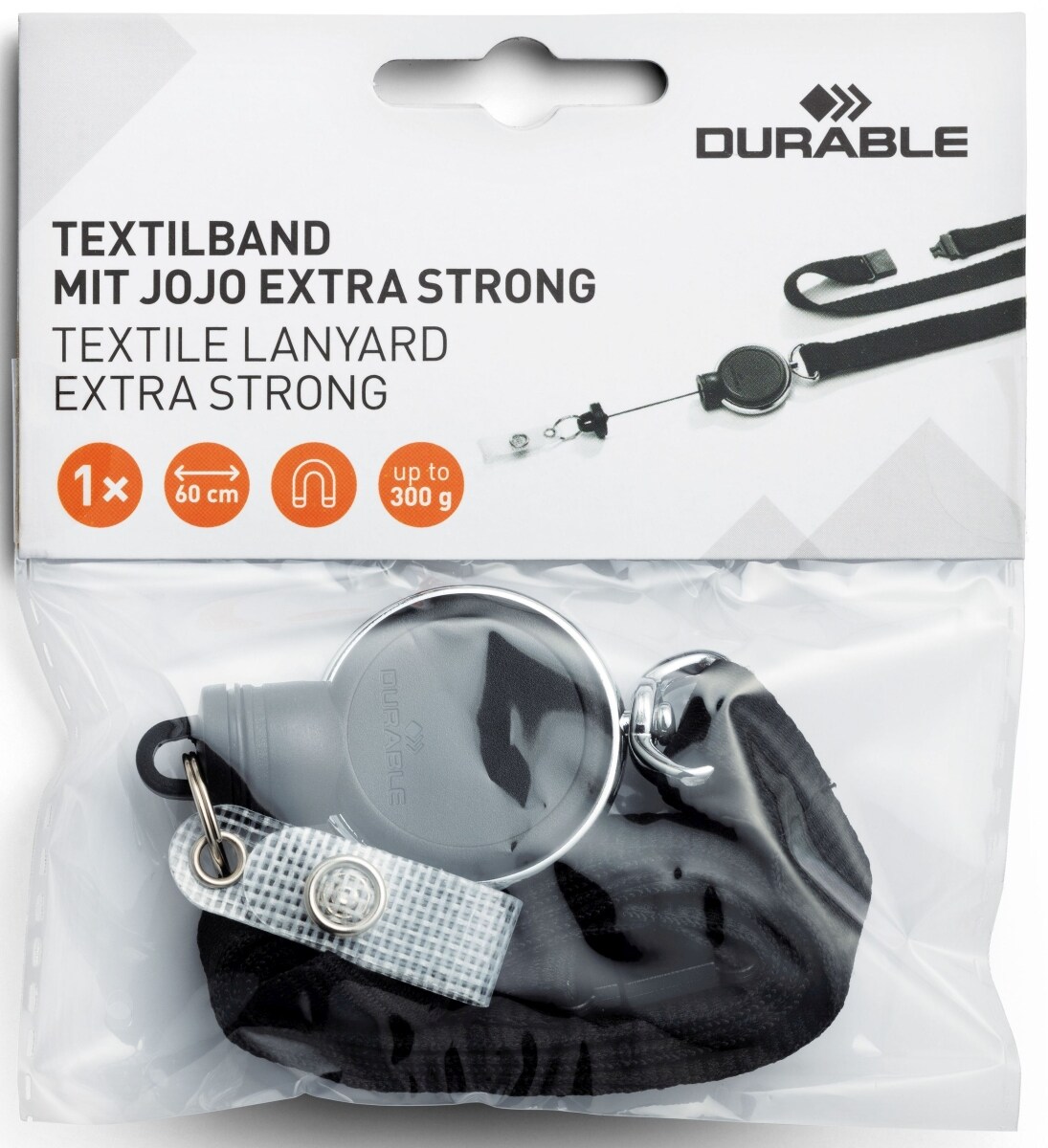 Durable Textilband mit Jojo Extra Strong für Kartenhalter 80cm schwarz Packung mit 5 Stück Image
