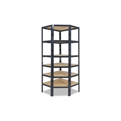 shelfplaza BLACK 200x80x50 cm Eckregal in schwarz mit 6 Böden und 145 kg Traglast pro Boden Image