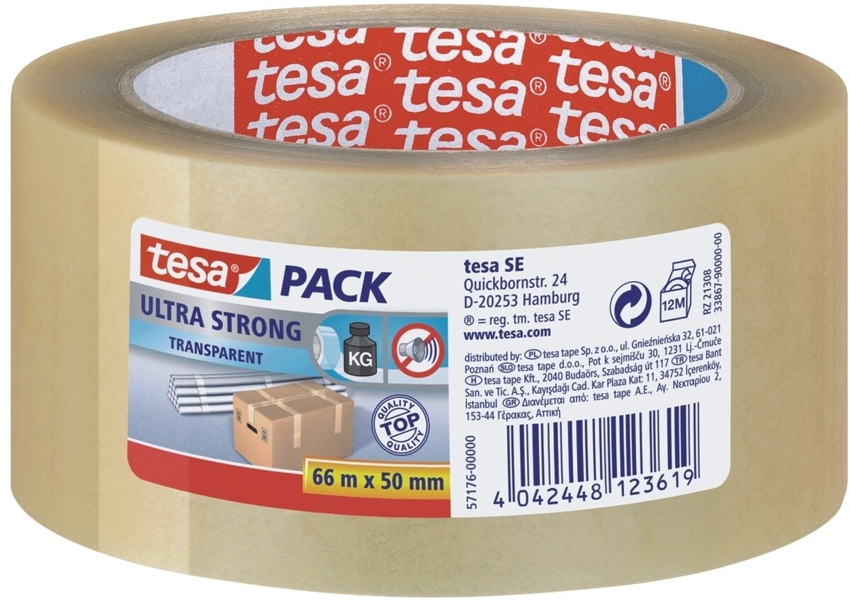 Packband tesapack ultra strong 50mmx66m transparent Packung mit 6 Stück Image
