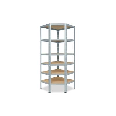shelfplaza HOME 180x90x60 cm Eckregal in verzinkt mit 6 Böden und 145 kg Traglast pro Boden Image