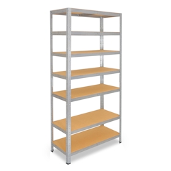 shelfplaza HOME 155x23x30 cm Schwerlastregal in verzinkt mit 7 Böden und 125 kg Traglast pro Boden