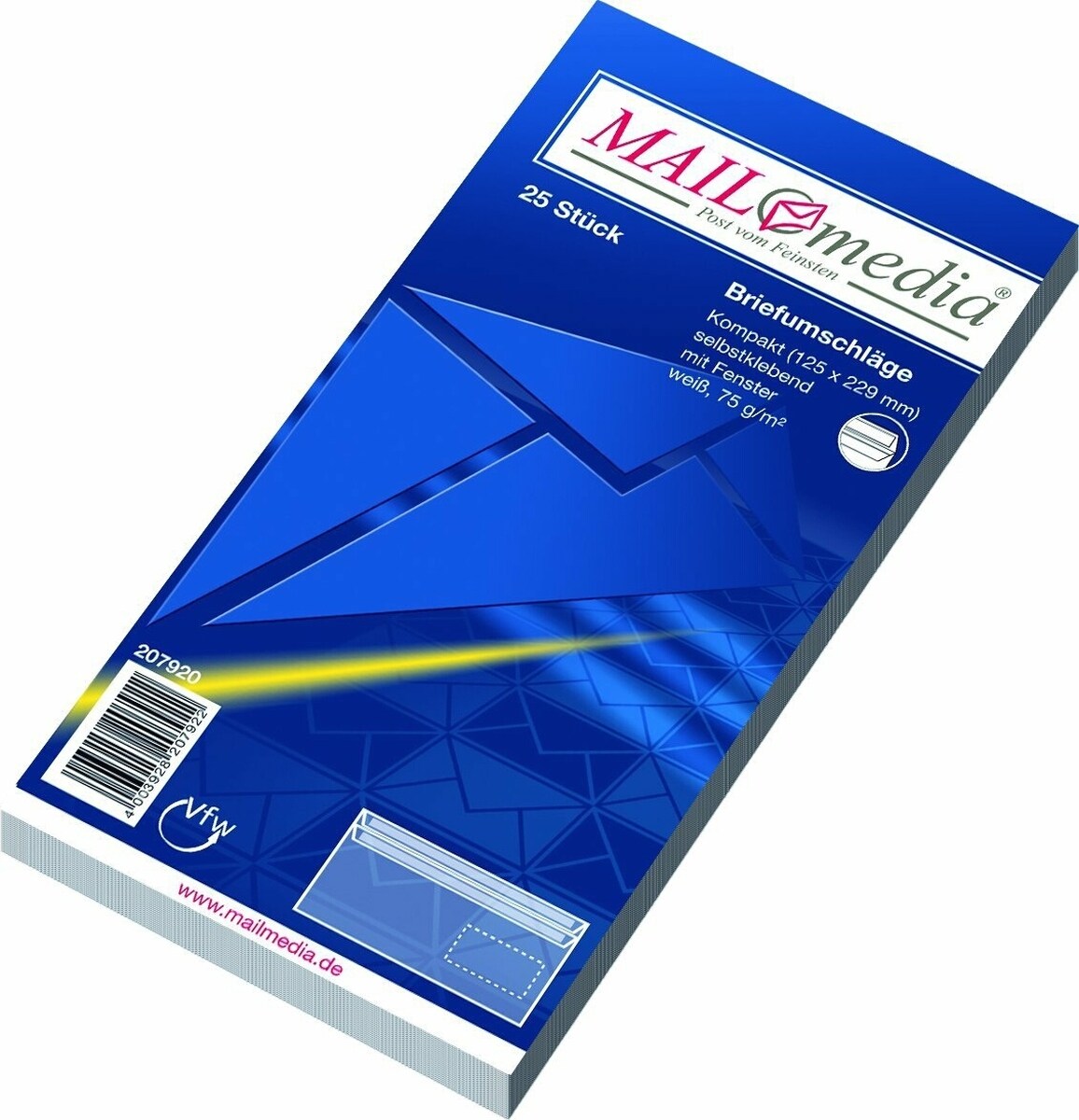 Kompaktbriefumschläge mit Fenster selbstklebend weiß VE=40x25 Stück Image