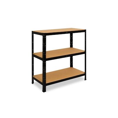 shelfplaza BLACK 90x30x45 cm Schwerlastregal in schwarz mit 3 Böden und 175 kg Traglast pro Boden Image