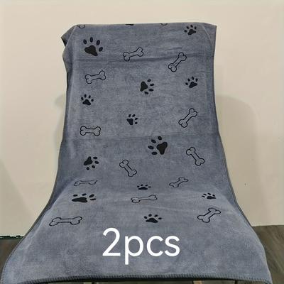 TEMU 2pcs Super Absorbent Quick- Towel For - Soft Polyester, Colorful Animal Paw , 19.68x39.74 Inches, Ideal For Post-bath Drying, Microfiber Towel, Uncharged, Without Battery, Towels For Dogs Image