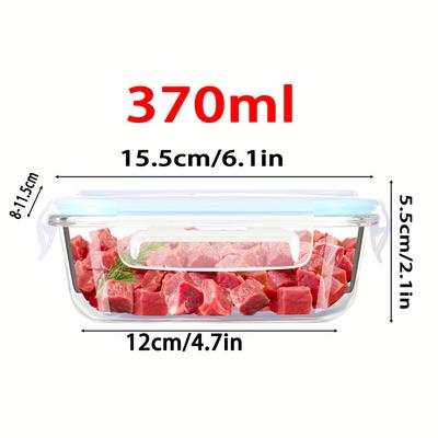 TEMU Glass Lunch Box Set With Lid - Borosilicate Glass Lunch Box, Glass Food Container, Microwave And Dishwasher Safe, Rectangular Food Storage Container For Students And Office Workers Image