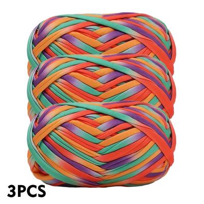 TEMU 3 Sets Of Elastic Coloured Yarns With Thick Of Cloth For Crochet Slippers, Blankets, Basket Weaving , Diy Crochet And Knitting Image
