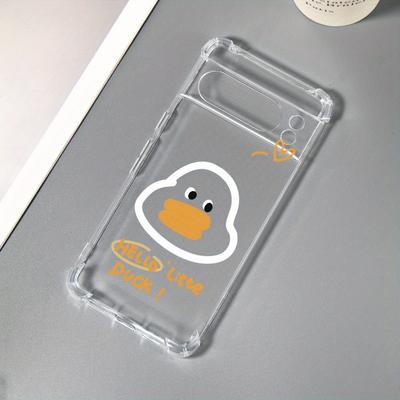 TEMU Cartoon Cute Duck Transparent Shockproof Phone Case For Pixel 8pro 8 7a 7pro 7 6a 6pro 6 Soft Tpu Cover Image