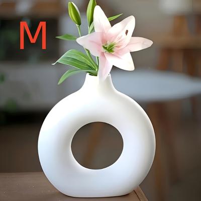 TEMU 1 Stylish Round Plastic Vase With A , Ideal For Home Decoration, Room. Filled Sand For A Relaxing Atmosphere During . Image