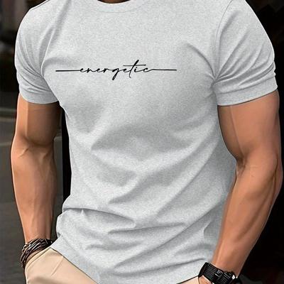 "TEMU Plus Size Men's Casual T-shirt - "" Graphic, Crew Neck, Short Sleeve - Lightweight Polyester , Machine Washable For Summer Style, Clothing|crew Neck Tshirt|stretchable Fit, Plus Size" Image