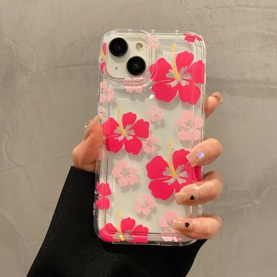 TEMU Full Screen Flower Big Hole Transparent Anti-drop Shock Absorbing Protection Phone Case For 15/14/13/12/11/7/8/7plus/8plus/xsmax/xs/x/xr Image