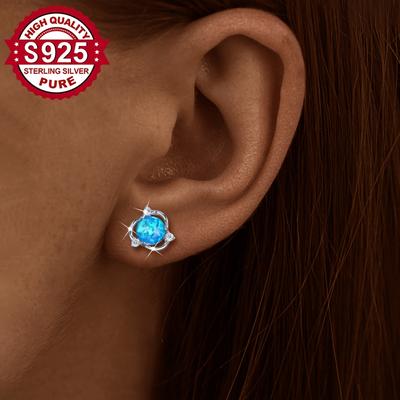 TEMU Pair, S925 Silver Surround Earrings, Shiny, Romantic, Sweet High-quality Ear Jewelry Suitable For Women's Date And Dinner Wear, Hypoallergenic Image