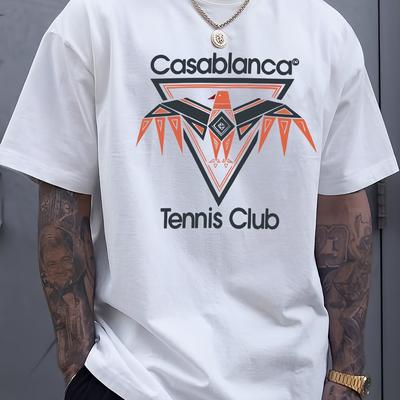 TEMU Printed T-shirt, Men's T-shirt, Summer Casual Short Sleeve T-shirt Image