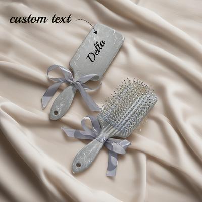 TEMU 1pc Personalized Hair Brush With Custom Name - Pink Abs Plastic Comb With Air Cushion For Women & Girls, Ideal For Birthday, Anniversary, Day Gift, Hair Care Accessory| Brush|customized Gift Item Image