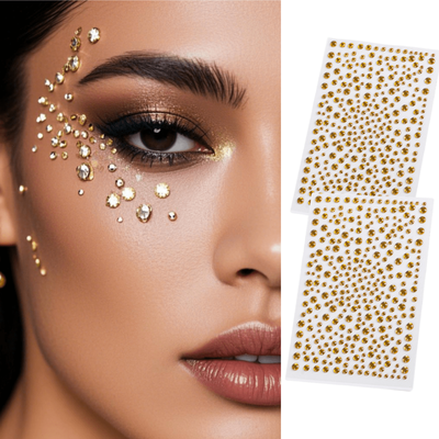 TEMU 2pcs Diamond Stickers - Round, Glittery Eye Makeup Decals For Parties & Nail Art, Versatile Beauty Accessory, Party Decoration | Glittery Eye Decals | Detailed Design Image