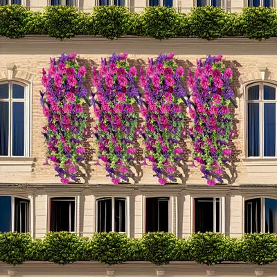 TEMU 4pcs Realistic Bright Outdoor Artificial Flower Hanging Ornaments - Hanging Plants Do Not Pots, Suitable For Christmas Halloween, Spring And Summer Wedding/home/garden Decorations, Easter, Day Image