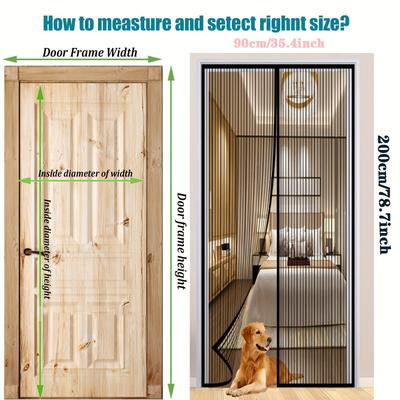 TEMU Magnetic Mesh Fly Screen Door - Automatic Closing, Pet-, Ventilated Summer Bug Protection For Windows & Doors, With Strong , Durable Pvc Mesh Image