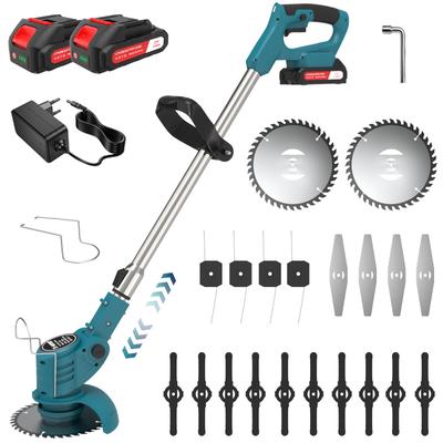 TEMU X- Electric Cordless Strimmer With 2 Batteries And 4 Blade Types, Height And Angle Adjustable, Lawn Mower For Mowing Outdoor Lawns And Shrubs Image