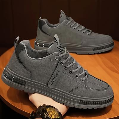 TEMU Men's Casual Fashion Sneakers - Comfortable Lace-up Sports Shoes With Solid , Round Toe, Low Top, Upper, Fabric Inner & Pvc Sole For All , Casual Streetwear||durable Sole Image