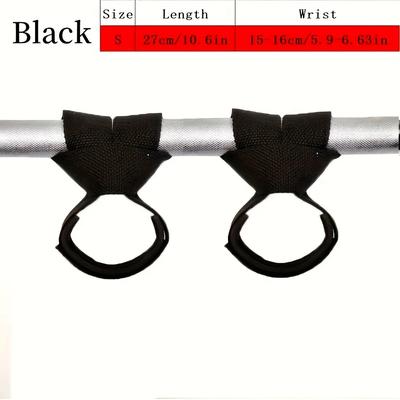 TEMU 1 Pair Adjustable Non-slip Gym Lifting Wrist Straps - Black Polyester Fitness Training Auxiliary Wristbands With Secure Hook & Loop Closure For Weightlifting And Strength Training Image