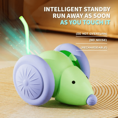 TEMU 2025 New Model Pet Toys Interactive Cat Toy Electric Mouse Car - Led Light Tail Automatic Cat Automatic Teaser With Intelligent Obstacle Avoidance Pet Products Image
