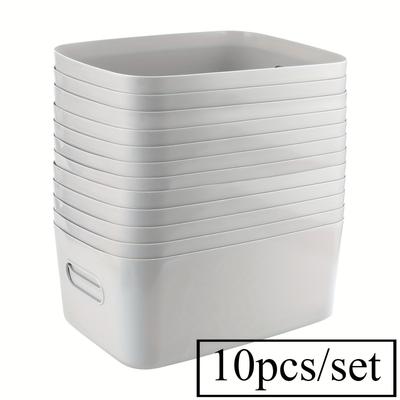 TEMU 10pcs/5pcs Plastic Study Basket, Kitchen Storage Basket, Bathroom Storage Basket, Handle Storage Basket, Suitable For Home, Kitchen, Bathroom, Office, Bedroom Image